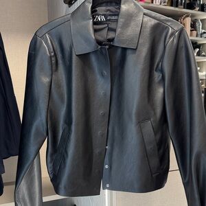 Zara Women's Classic Black Leather Jacket
